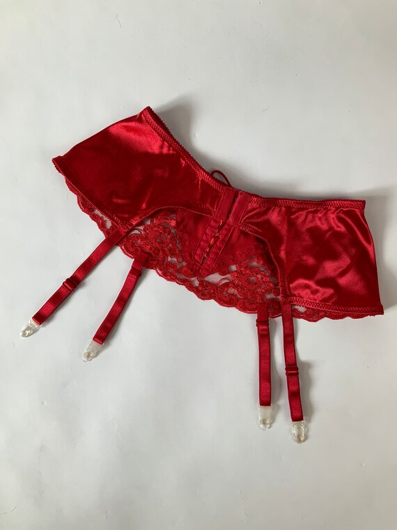 CHRISTIAN DIOR Vintage Red Garter Belt Elegant Floral… Gem