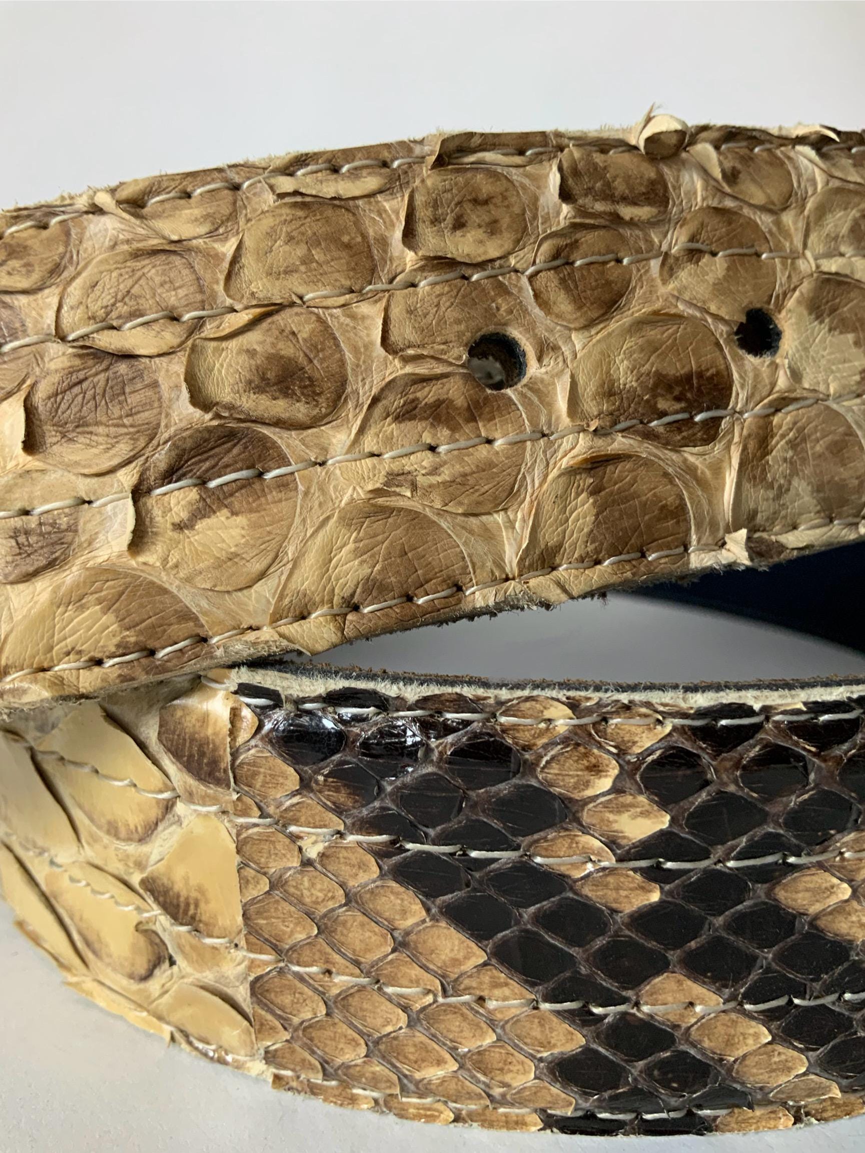 90s Real Python Leather Belt for Men | Vintage Exotic Animal Snake