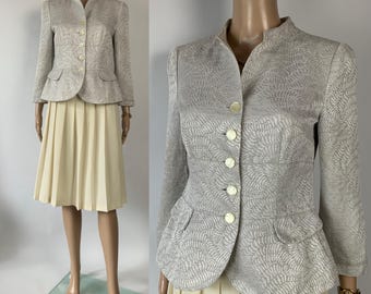 Blazer vintage ARMANI COLLEZIONI in jacquard / Giacca estiva in lino perlato per invitati a matrimoni / Prodotto in Italia