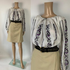 LACOSTE Boho Chic Summer Linen Vintage Shorts / 1970&#39;s High Waist Cotton Skort / Vacation Bermuda Pants / Sporty Beige Tennis Shorts /Size M