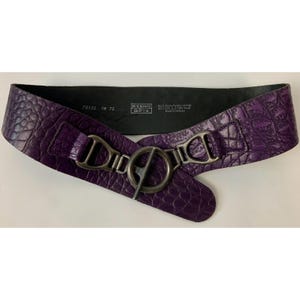 Vintage Purple Leather Hip Belt / Toggle Clasp Belt  display picture 2