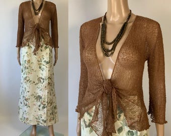 Cardigan estivo a rete Mermaid Core / Camicetta in maglia di rayon Vintage Whimsigoth