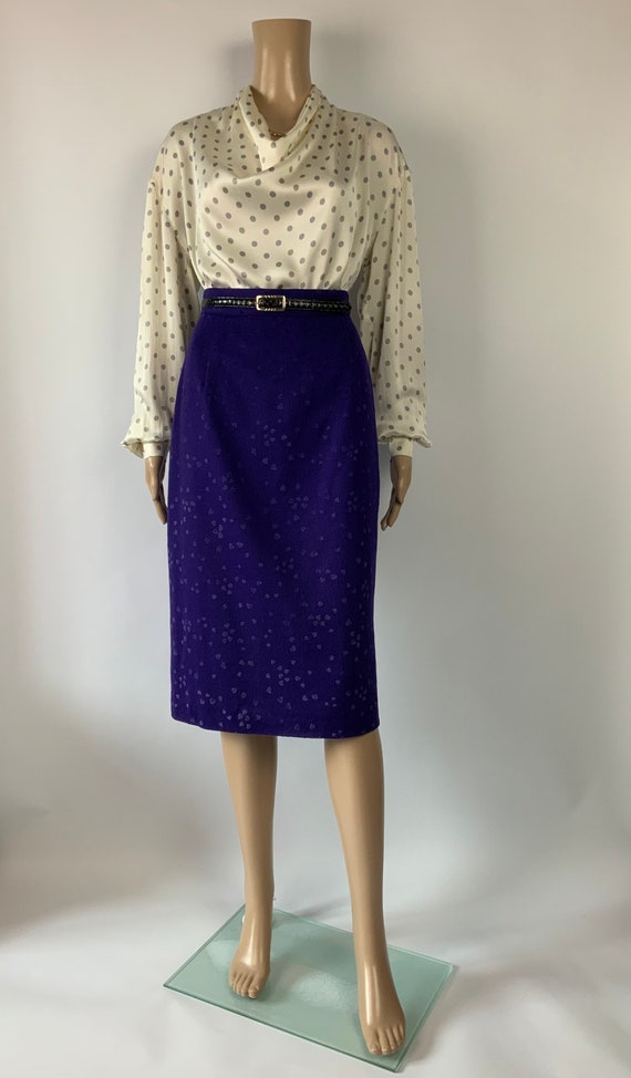 LOUIS FERAUD 1980's Bright Purple Wool Vintage Sk… - image 10