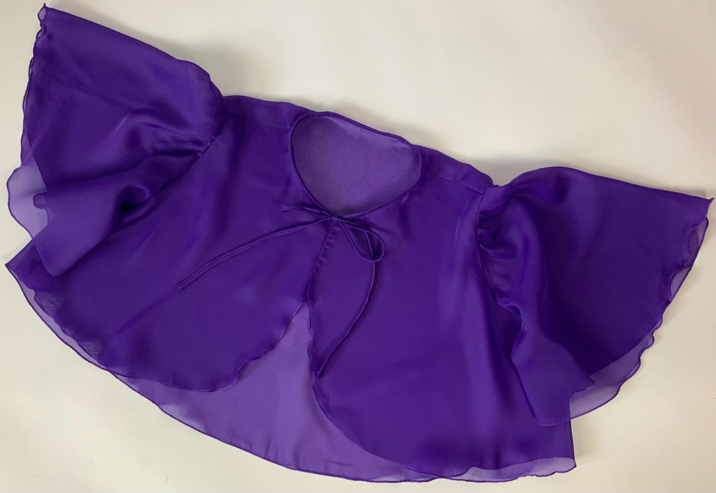 Vintage Sheer Purple Bolero Jacket / 1970's Dressy Mesh