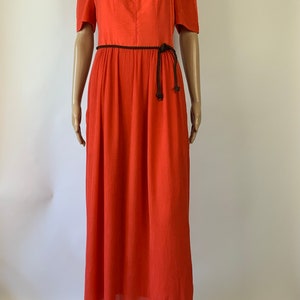 Vintage Red Summer Maxi Dress Puff Sleeve Austrian Folk Dirndl Gown Size S SPORTALM zdjęcie 10