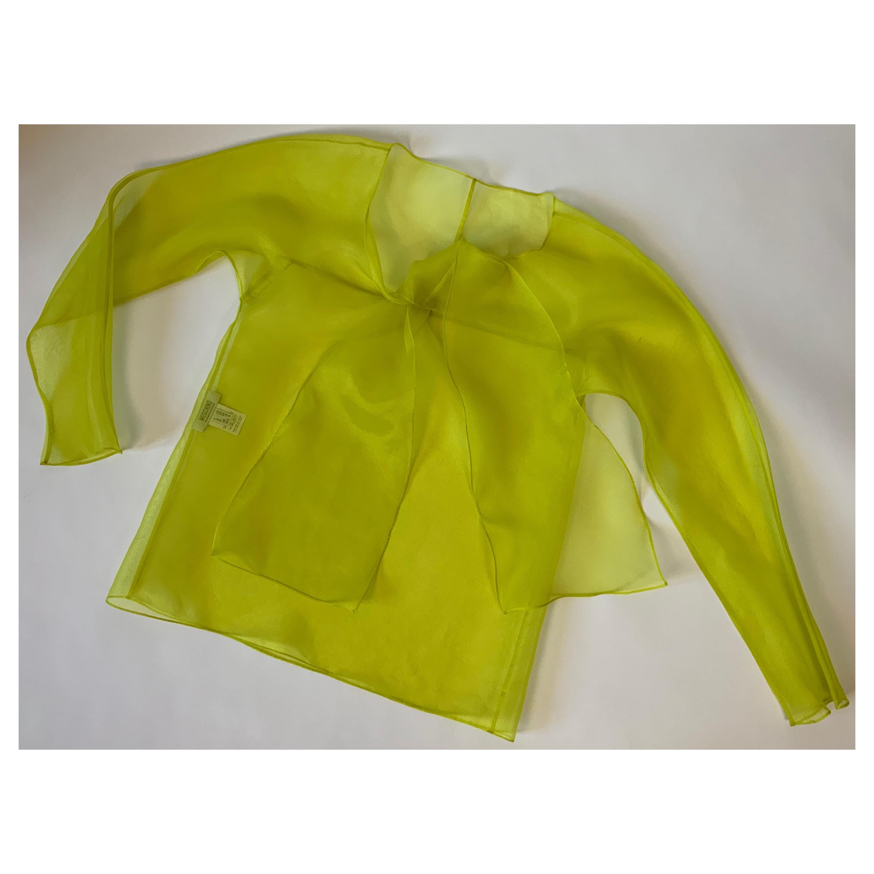 MOSCHINO Sheer Yellow Organza Blouse / Vintage See Through