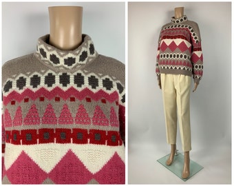 STEFANEL Maglione vintage in lana di alpaca collo alto maglieria caldo pullover invernale taglia M
