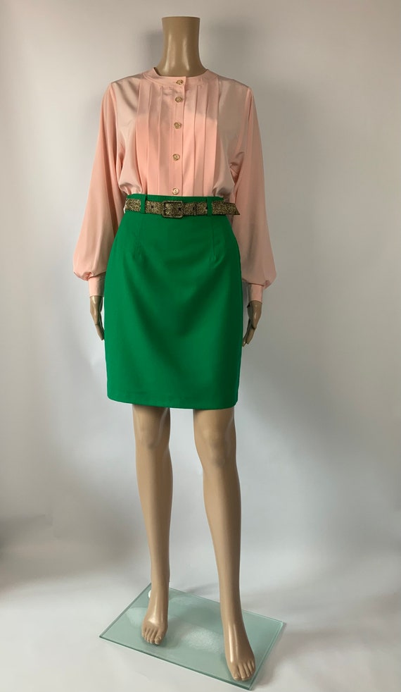 1980's Elegant Pink Blouse Vintage Pleated Front … - image 3