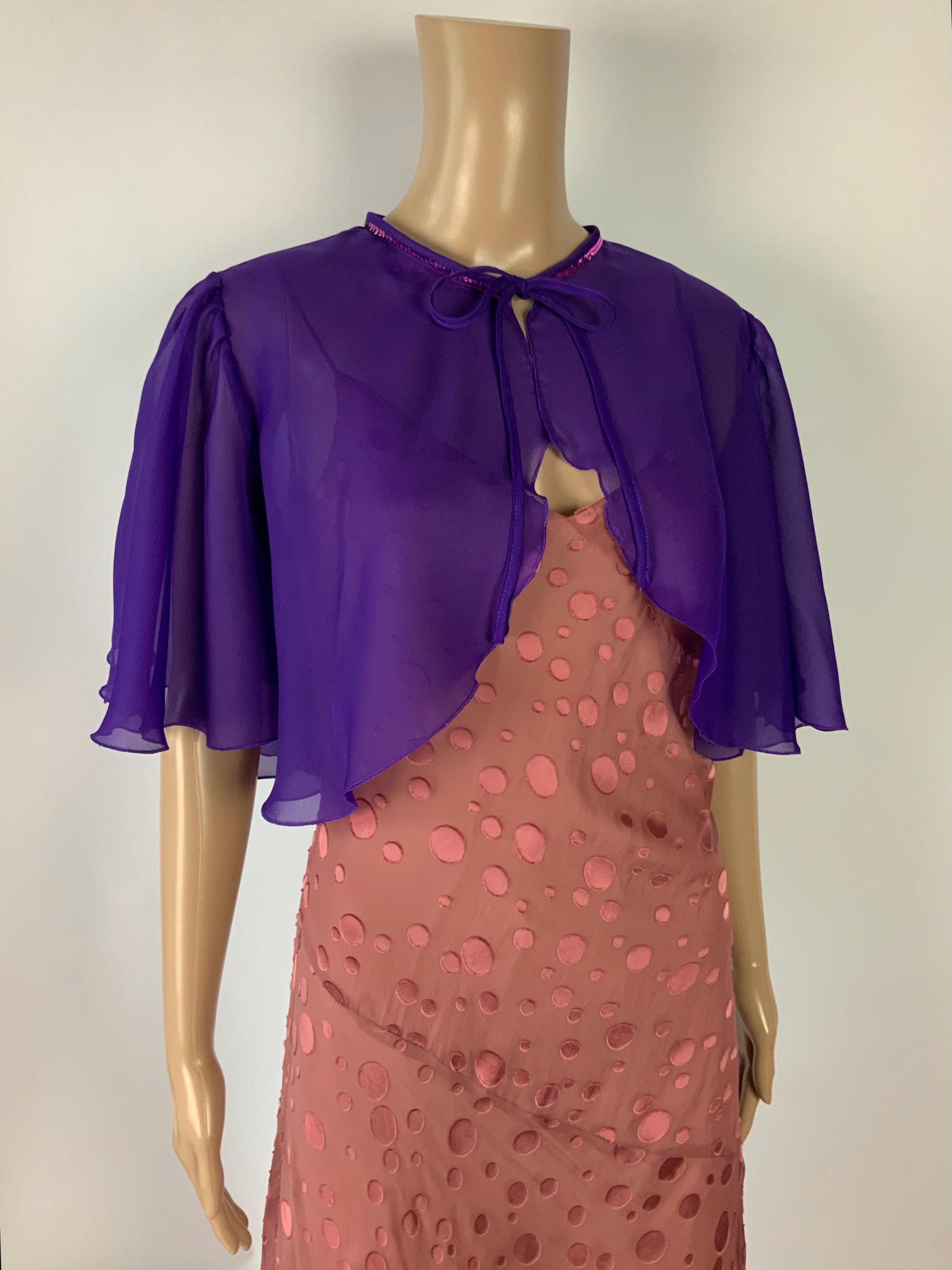 Vintage Sheer Purple Bolero Jacket / 1970's Dressy Mesh