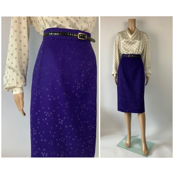 LOUIS FERAUD 1980's Bright Purple Wool Vintage Sk… - image 1