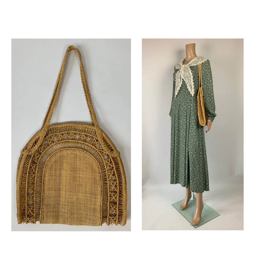 Vintage 1970's Woven Raffia Beach Bag / Parisian Summer Tote Bag ...