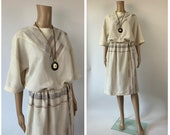 AROLA Vintage Stripe Dress Loose Fit Minimalist Summer Dress White Cotton Bohemian Beach Dress Finnish Vintage Dress Vuokko Marimekko