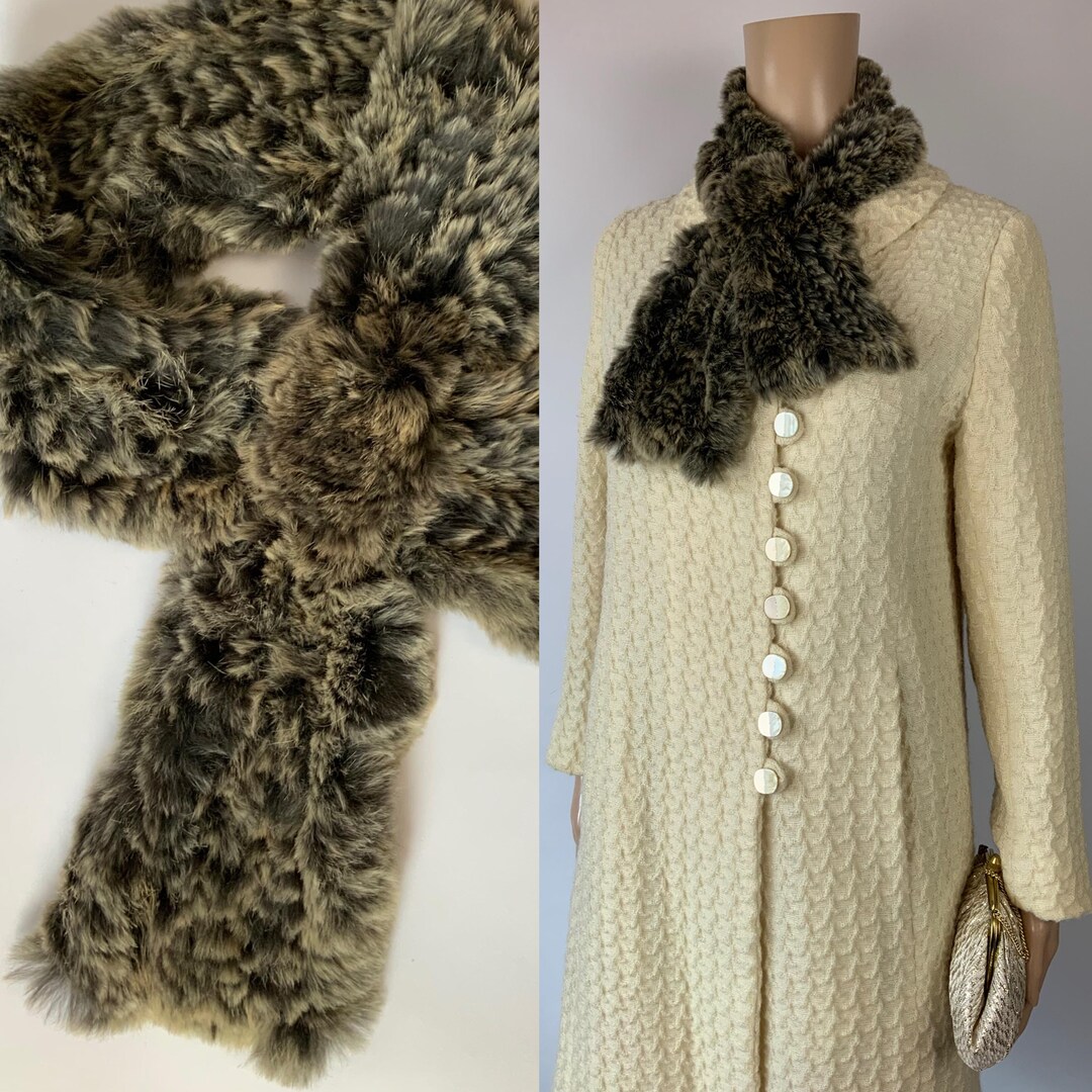 90s-soft-fluffy-rabbit-fur-scarf-vintage-grey-brown-shawl-made-in
