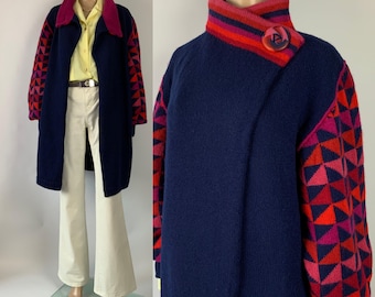 Vintage 1960/70 Deep Blue Pure Wool Coat - Italian New Old Stock