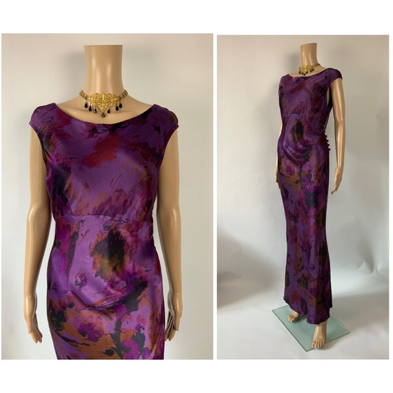 GHOST Bias Cut Purple Vintage Dress / Wedding Guest Gown / Open Back Maxi /  Old Hollywood Style / Size S - Etsy