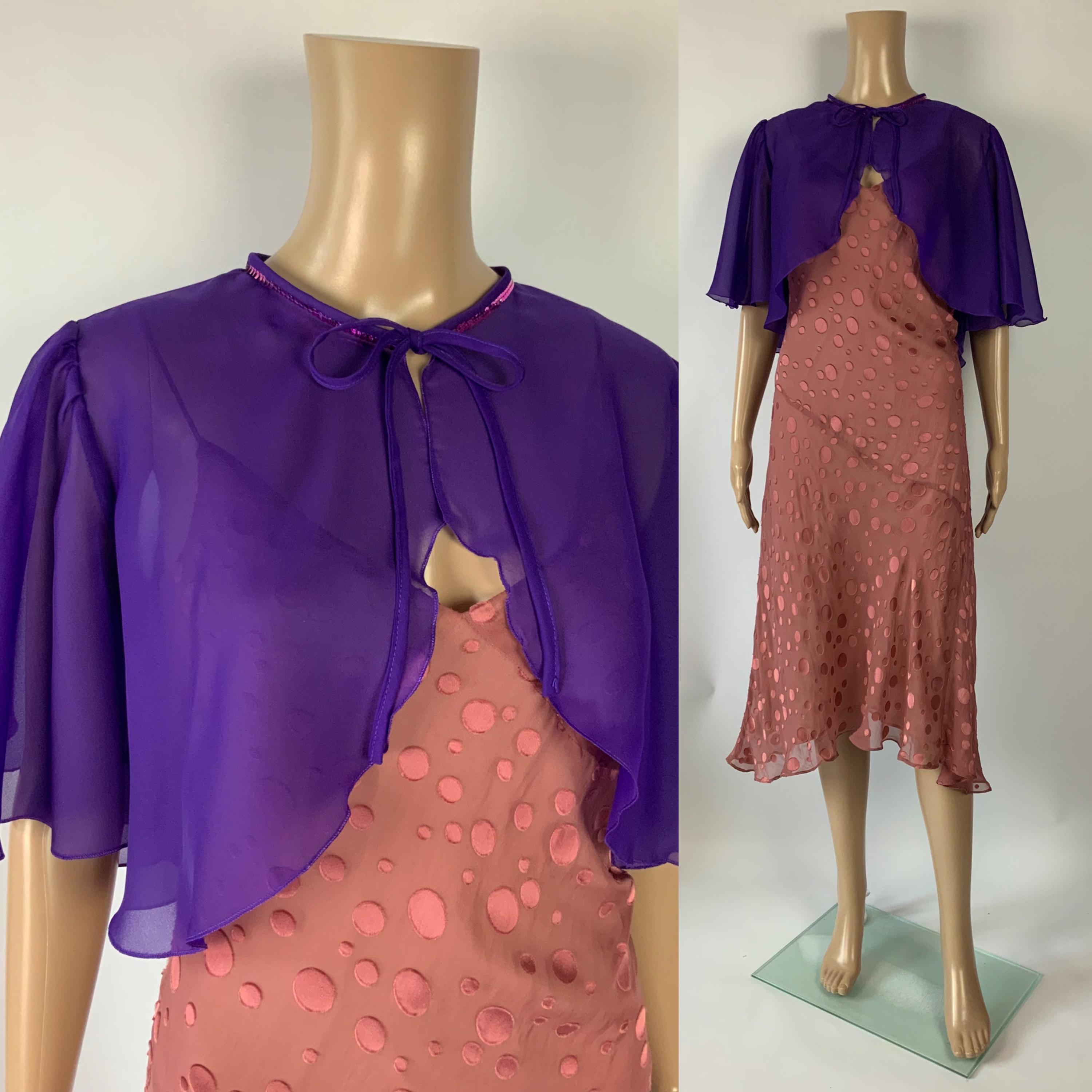 Vintage Sheer Purple Bolero Jacket / 1970's Dressy Mesh