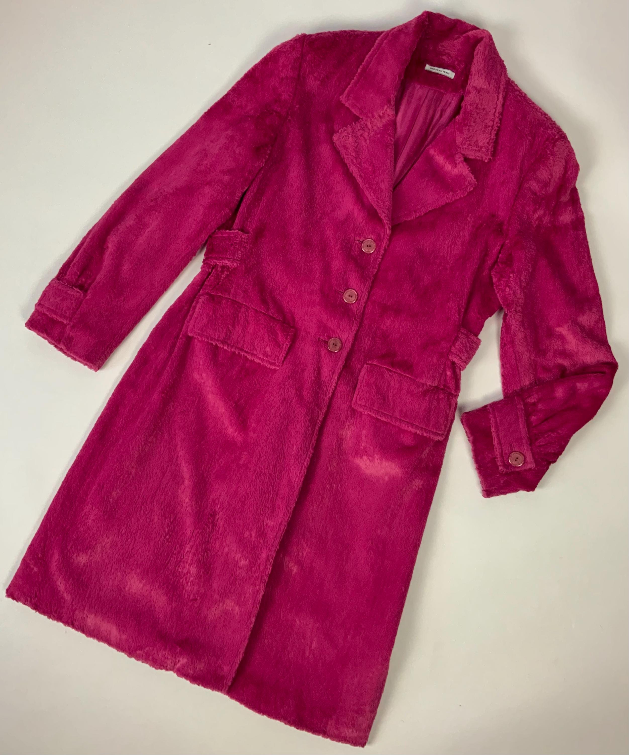 Y2Kヴィンテージ ホットピンクフェイクファーコート / エレガントな