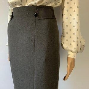 EMPORIO ARMANI High Waist Wool Crepe Skirt / Vintage Grey Bombshell Suit Bottom