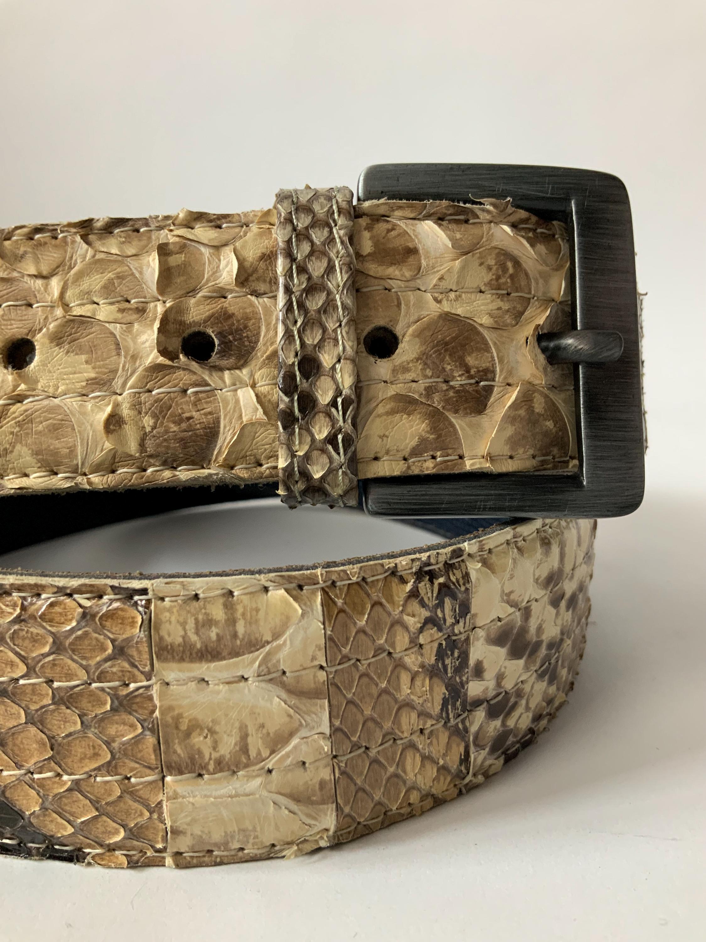 Snake Python skin belt beige/brown 2sets of snaps. Limited Edition Python Skin Belt Natural main image 3