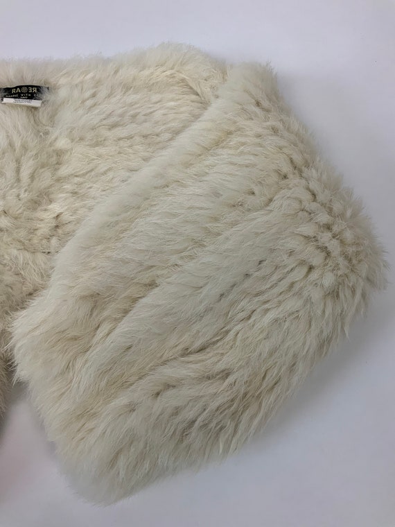 Vintage White Rabbit Fur Shrug Fluffy Cocktail Dr… - image 8