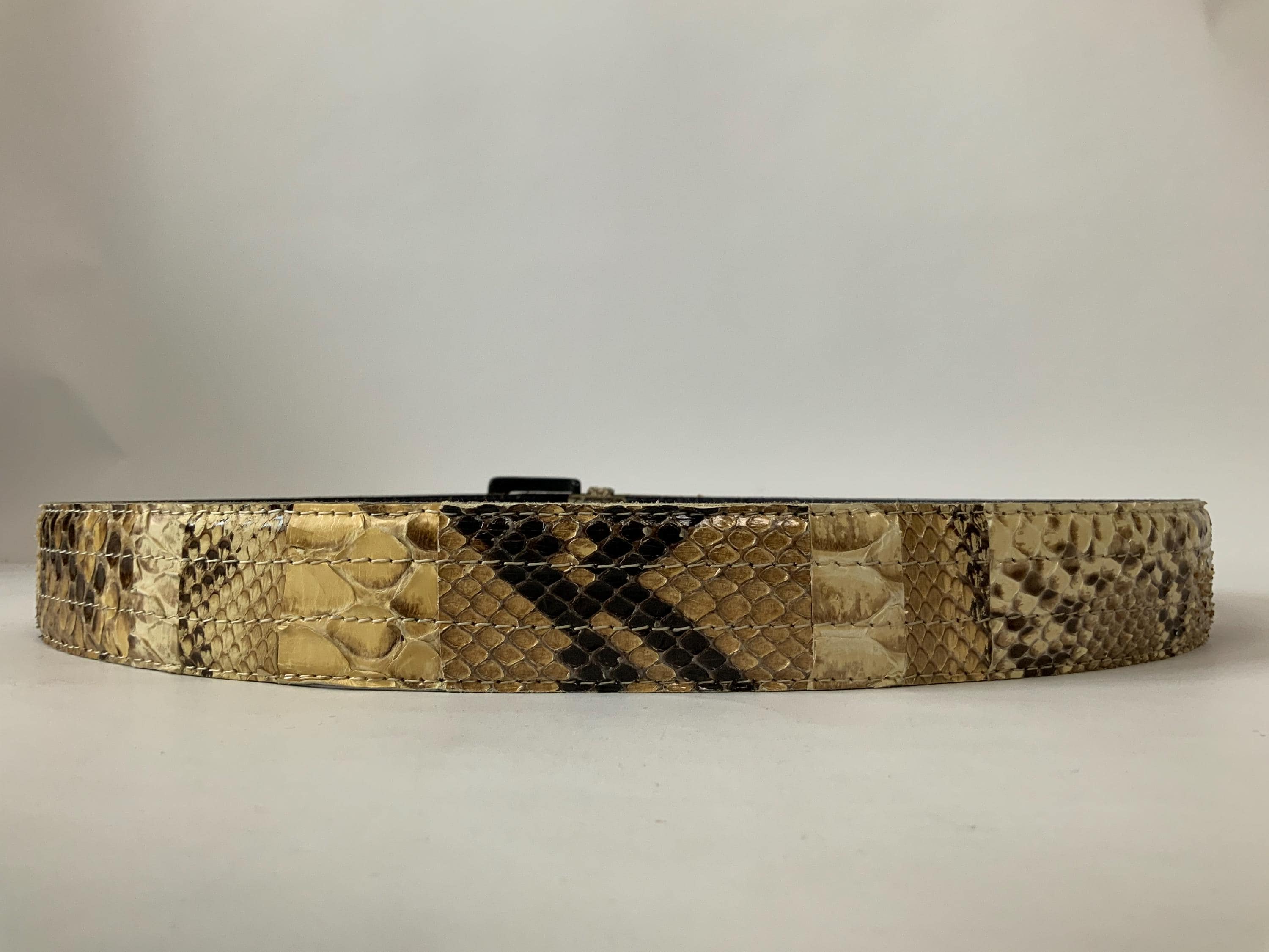 90s Real Python Leather Belt for Men | Vintage Exotic Animal Snake