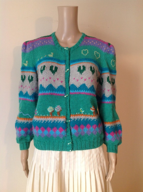 Cute Colourful Puff Sleeve Wool Embroidered Hand K