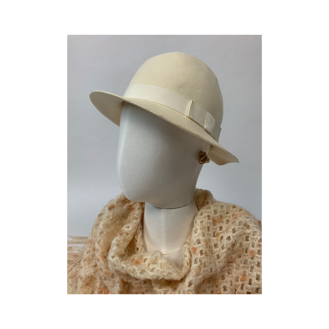 Vintage 1970's White Wool Fedora Hat / Ivory White Felted Etsy