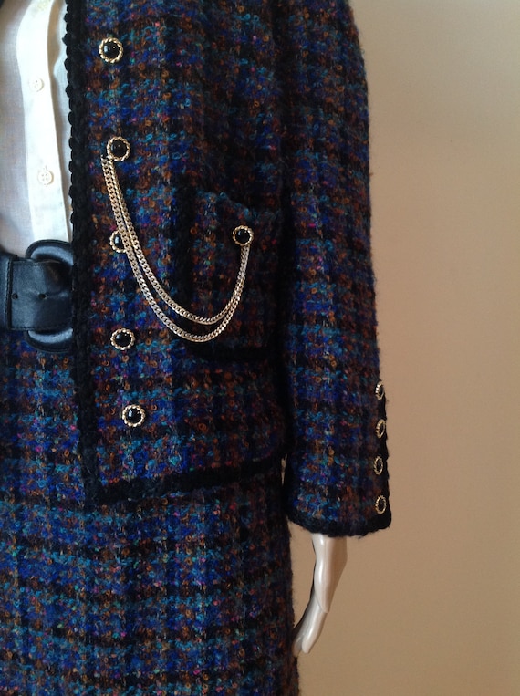 Vintage Mohair Boucle Skirt Jacket Suit Set, Wool