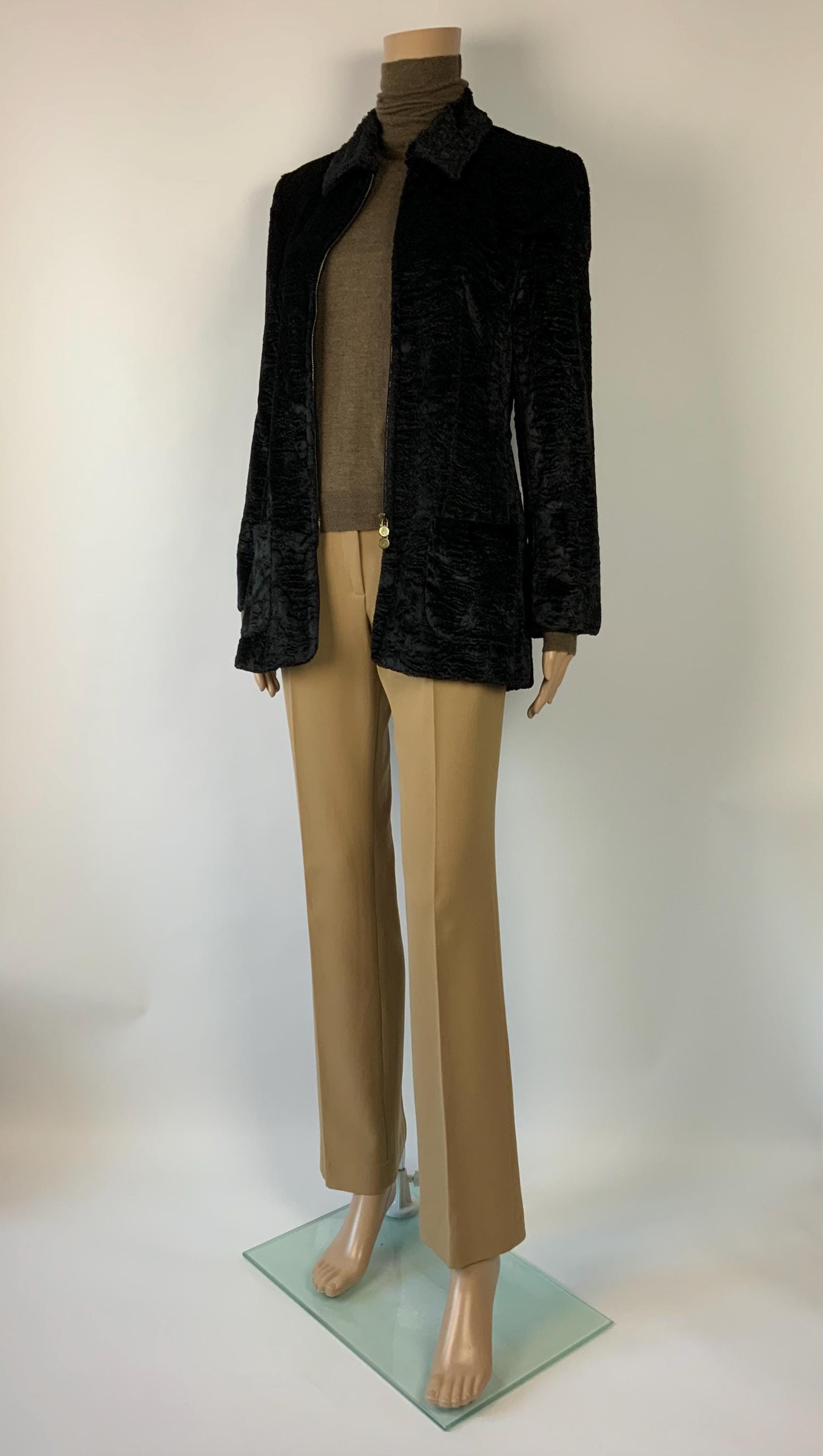 LOUIS FERAUD Vintage Jet Black Crushed Velvet Jacket / Zip LOUIS FERAUD Vintage Jet Black Crushed Velvet Jacket / Zip