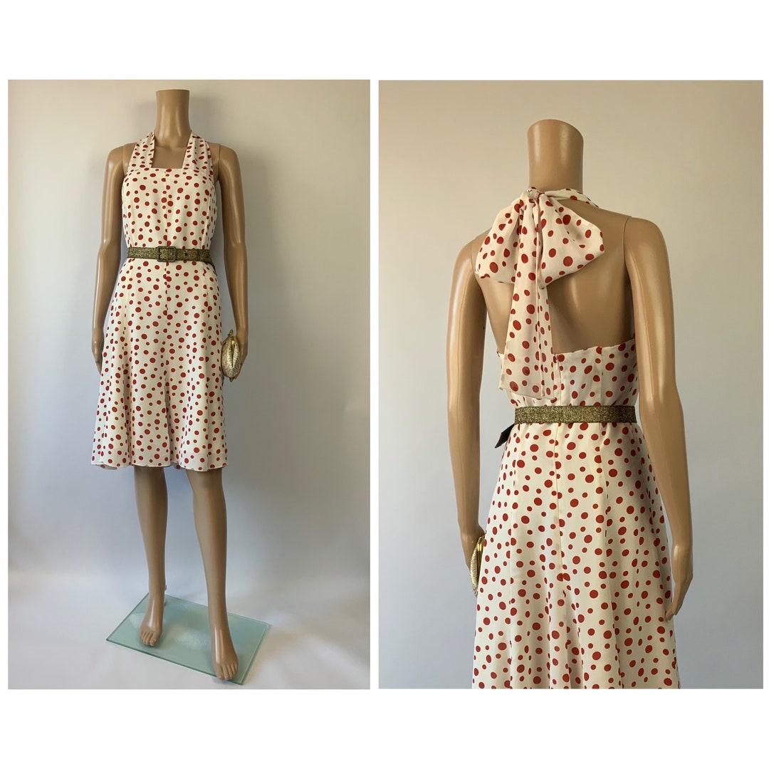 Trend4us Vintage Polka Dot Halter Neck Flare Midi Dress main image 0