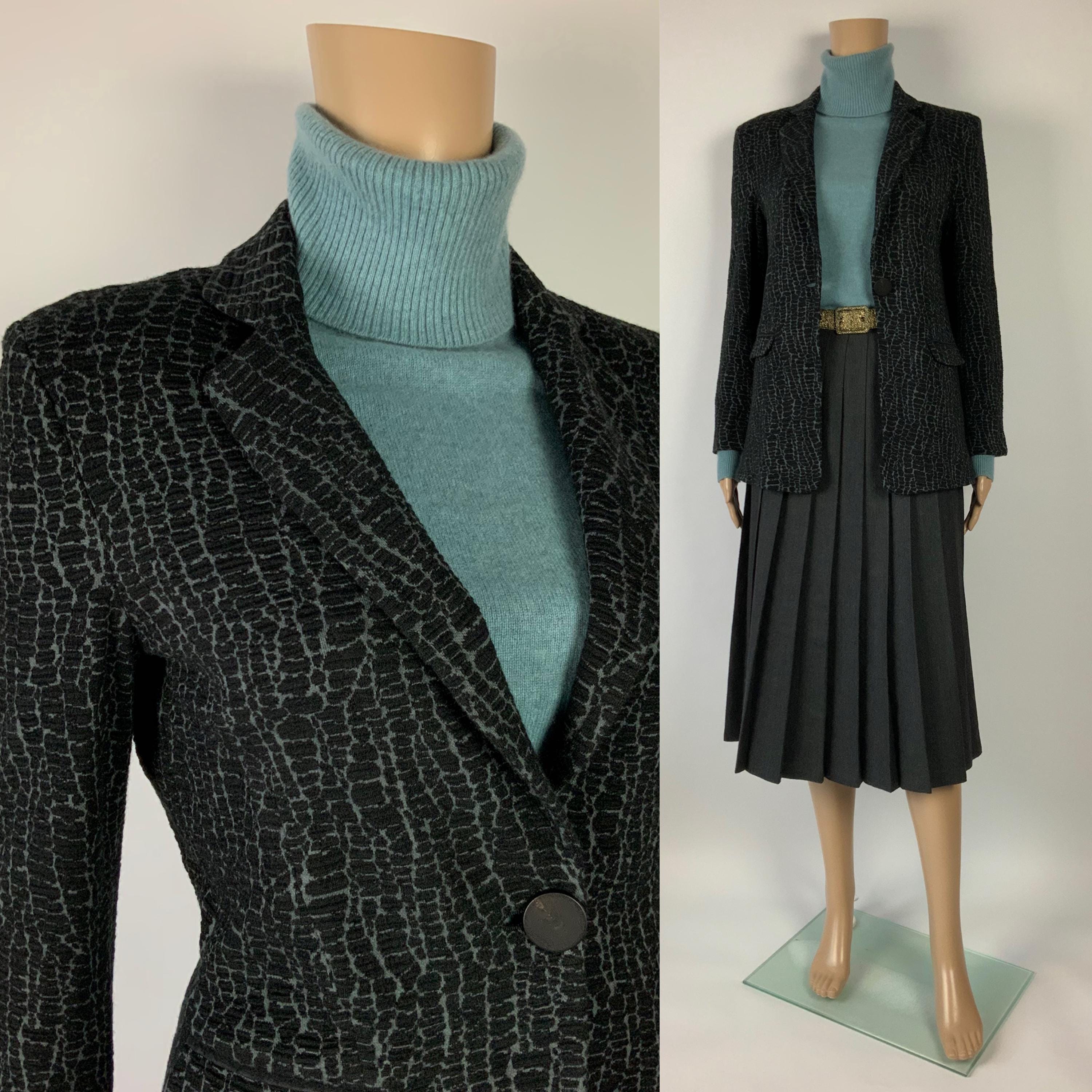 ARMANI COLLEZIONI Vintage Wool Jersey Blazer / Single Button Suit Work Jacket / Contemporary Designer Wear / Size M / Made in Italy