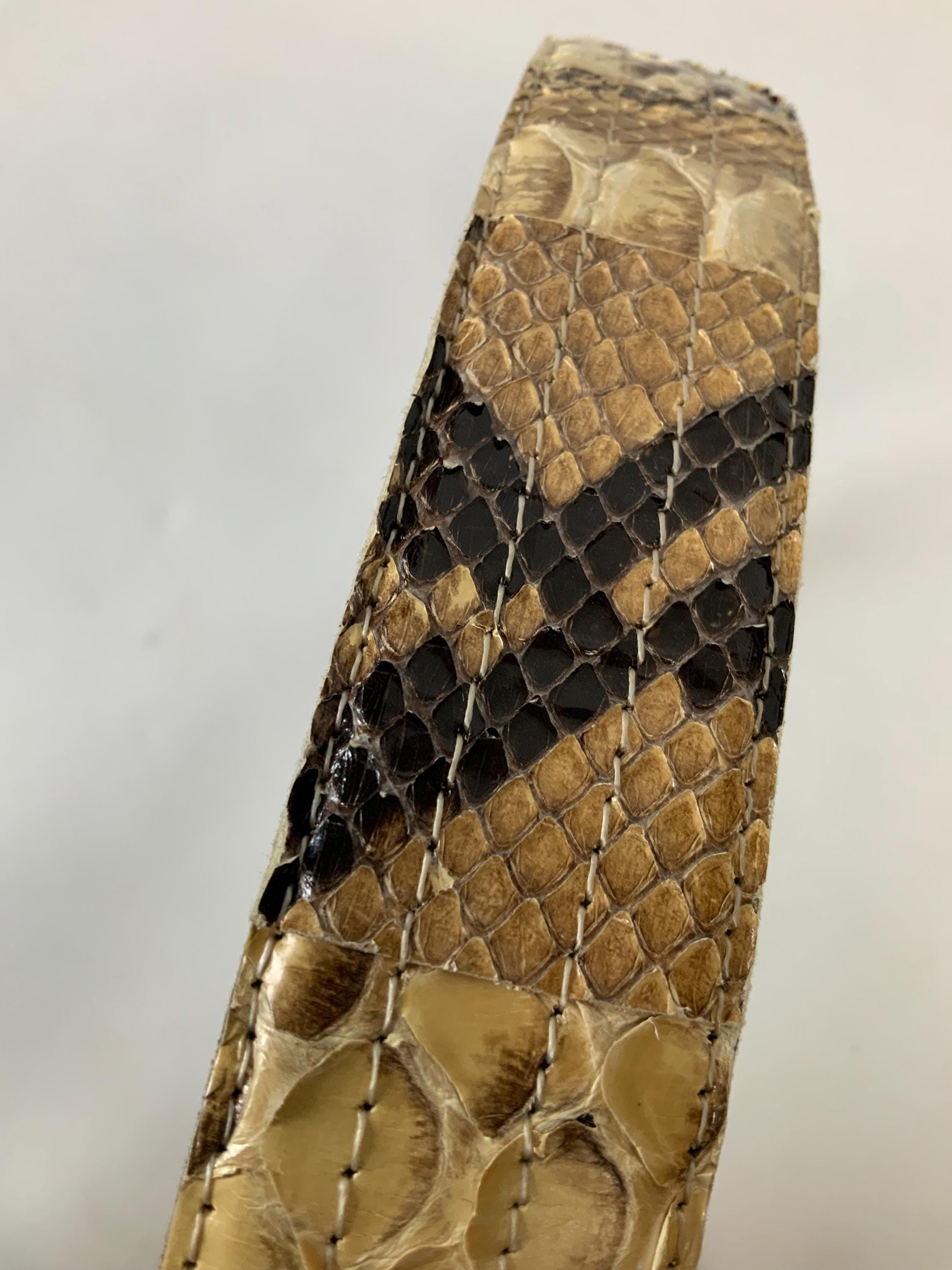 90s Real Python Leather Belt for Men | Vintage Exotic Animal Snake