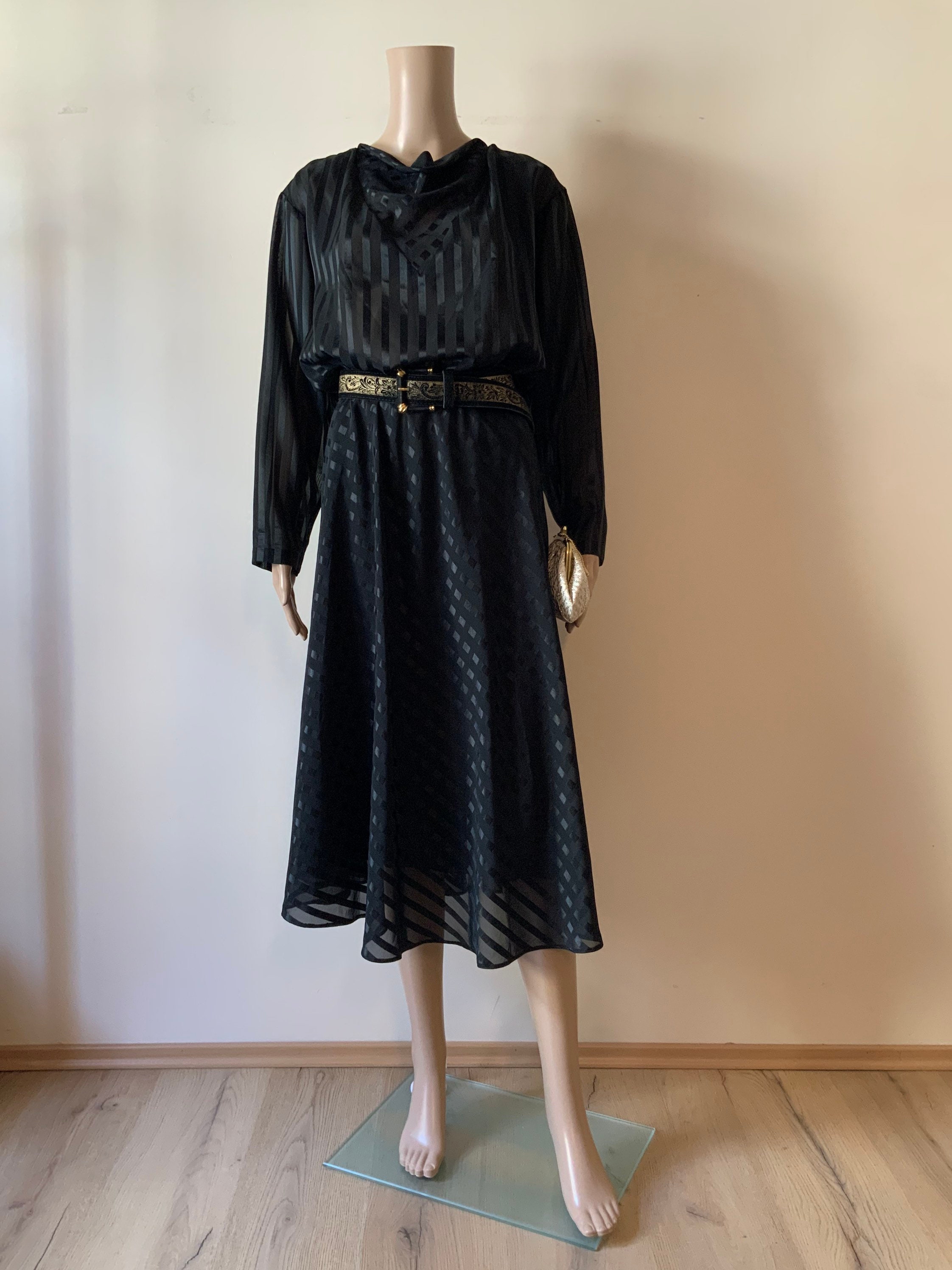 KAISU HEIKKILÄ 1970's Black Semi Sheer Dress Batwing | Etsy