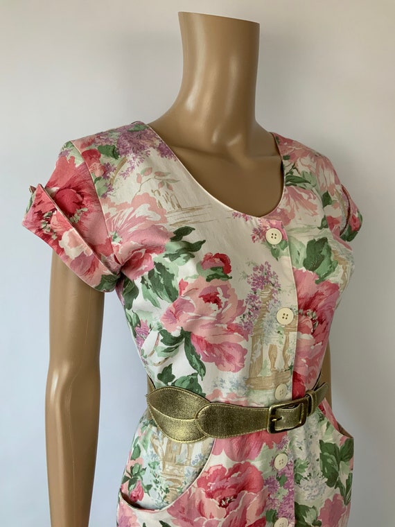 CAROL ANDERSON Vintage Pink Peony Floral Print Bu… - image 6
