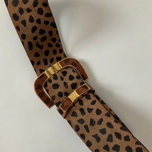 Vintage Leopard Print Leather Belt 1980's Animal Print - Etsy