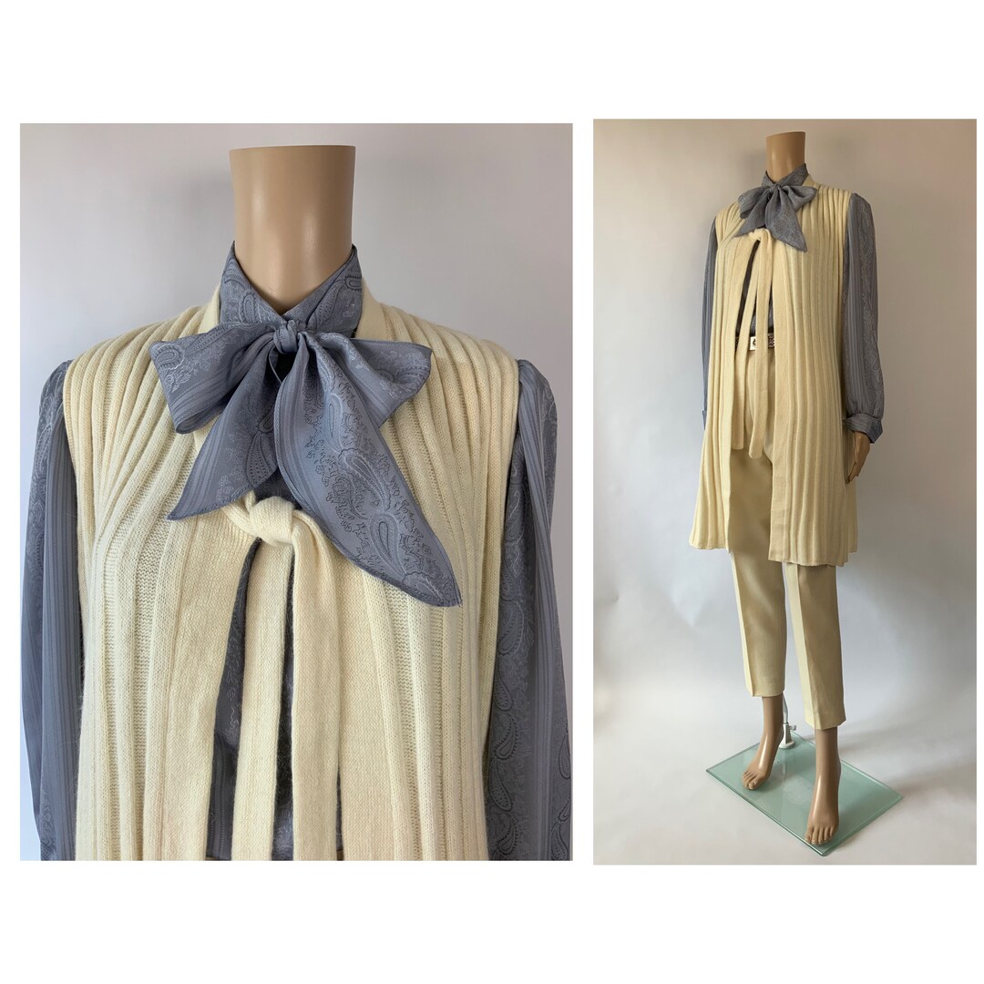1970's Vintage Ivory White Angora Vest Ribbed Knit Wool - Etsy