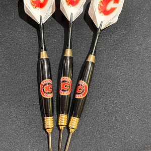 Handcrafted Calgary flames darts