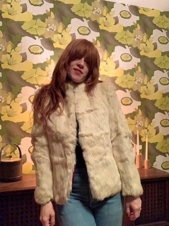 1970s Rabbit Fur Brown Copper Rust Bomber Style Vintage 70s Jacket