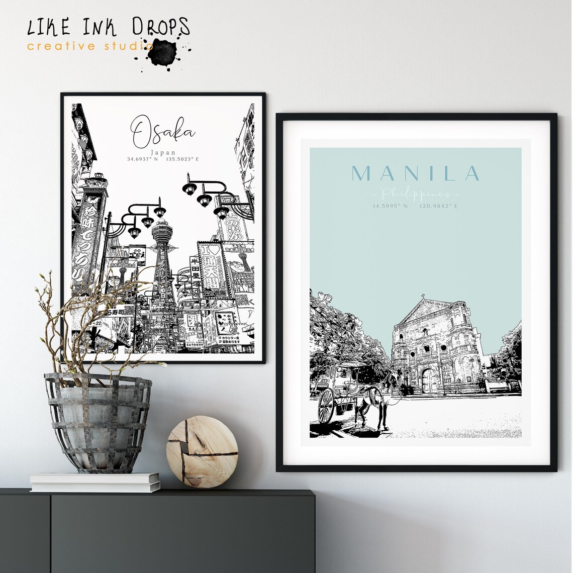 Manila wall art decor Philippines cityscape Asian minimalist Etsy