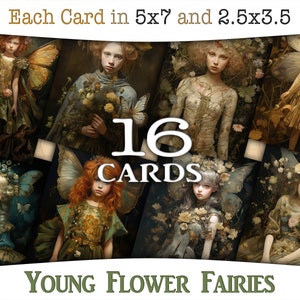Junge Blumenfeen digitale Illustrationen: Printable Träumen und Fantasy ATC und Journaling mit Mädchen, Schmetterlingen und Blumen CU AJ-A235