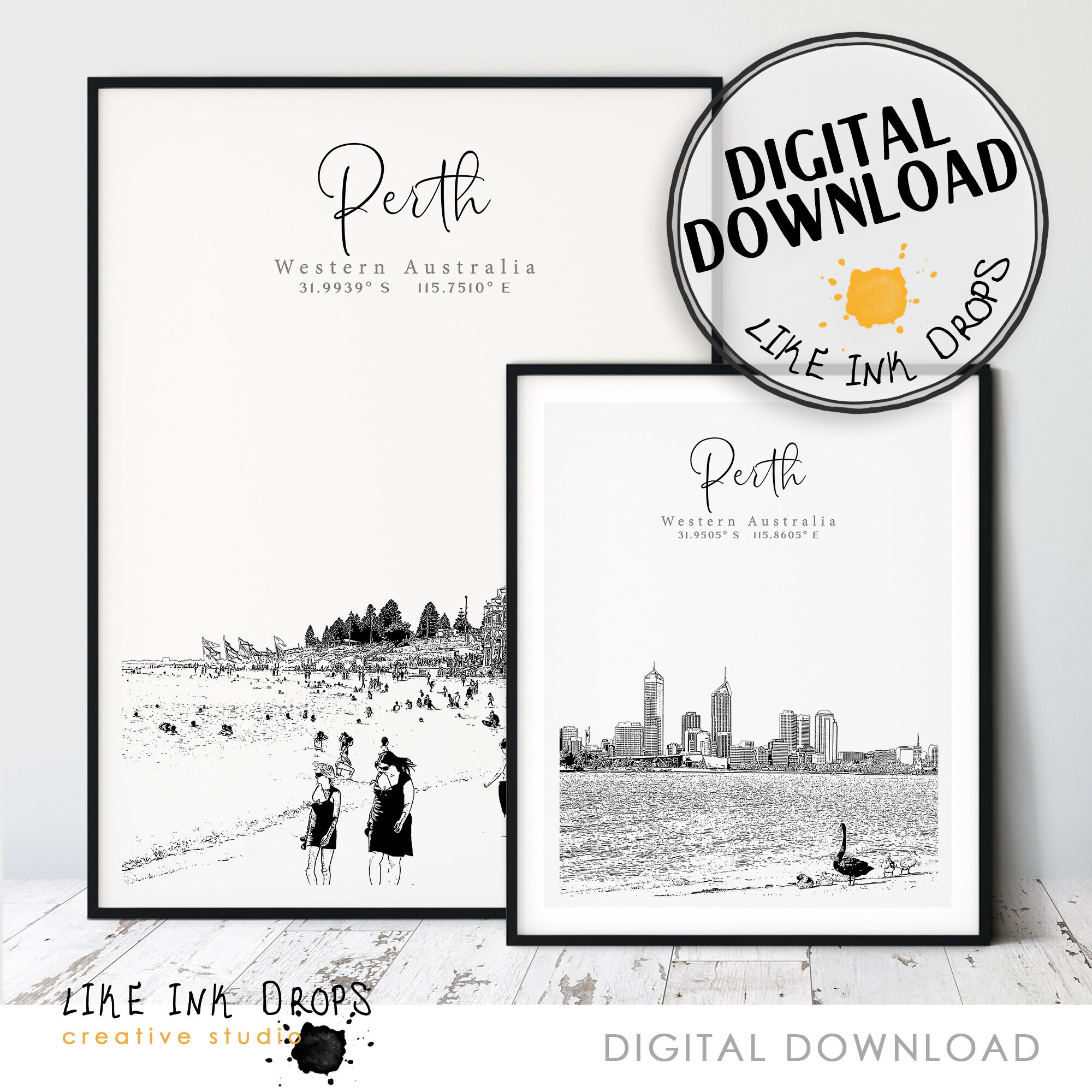 Perth Wall Art Decor Minimalist Cottesloe Beach Print Western Etsy