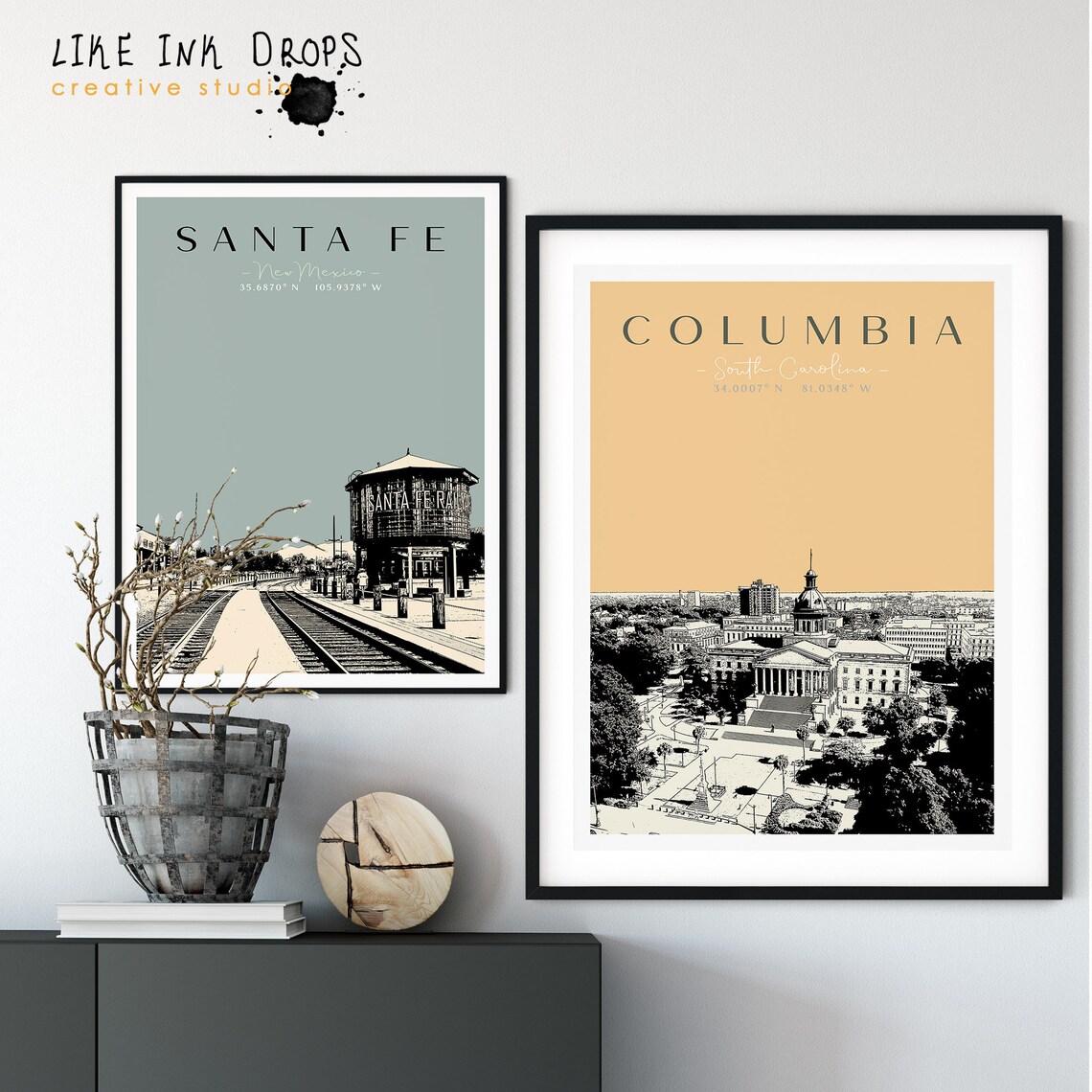 Santa Fe wall art New Mexico cityscape Contemporary decor Etsy