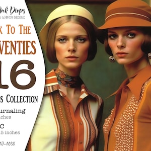 Collection de mode des années 70 pour Junk Journal : ATC numérique et journalisation avec des photos de modèles des années 1970, ambiance futuriste CU, AJ-A091