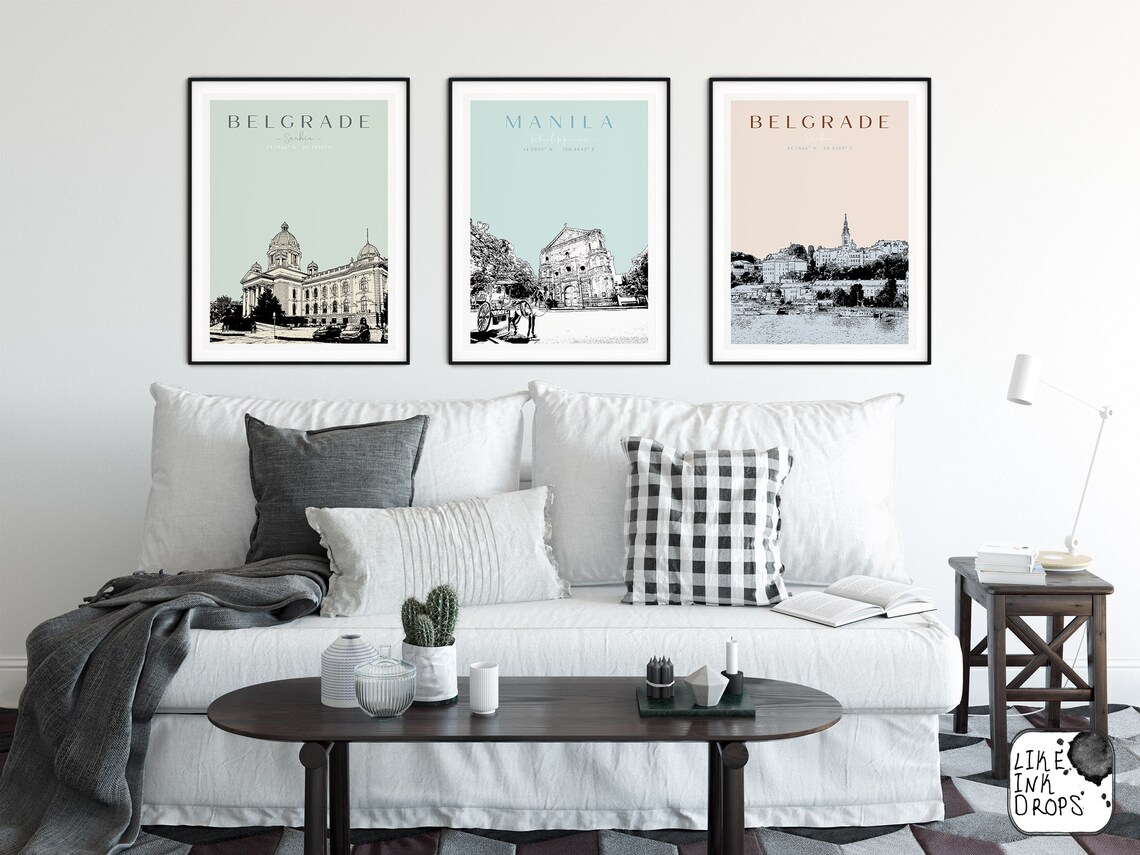 Manila wall art decor Philippines cityscape Asian minimalist Etsy