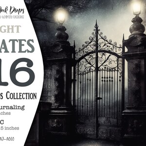 Gothic Night Gates Collection for Junk Journal: 16 Printable Victorian Atc and Journaling images in the style of Vintage photos CU, AJ-A060