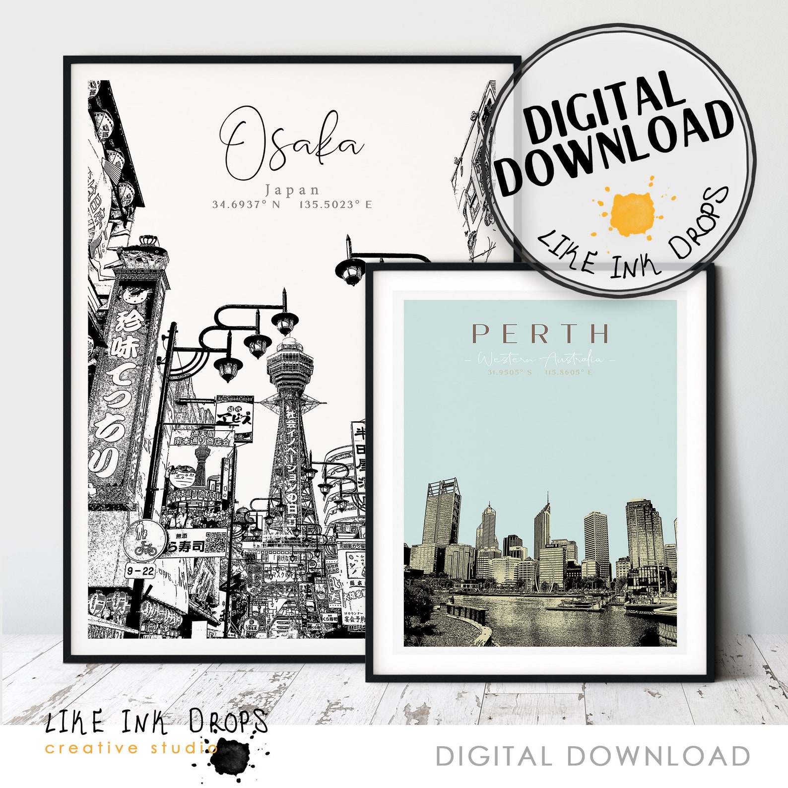 Perth wall art decor Minimalist skyline print Western Etsy