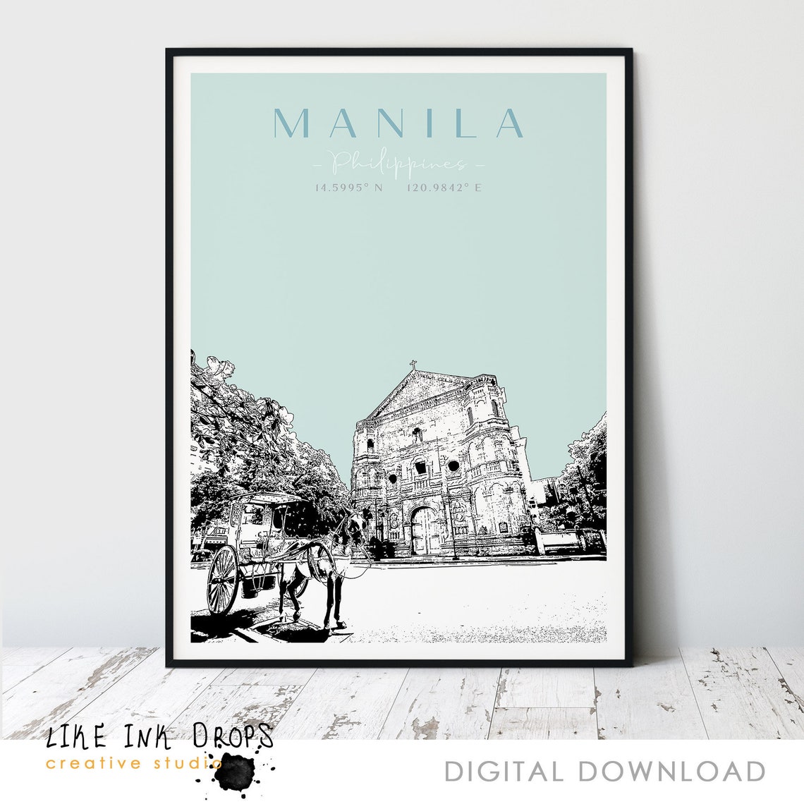 Manila Wall Art Decor Philippines Cityscape Asian Minimalist Etsy