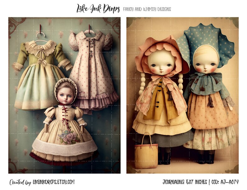 Whimsy Ccod Printable Junk Journal Costume Dolls Cards: Digital Sheets With ...