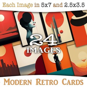 Arte minimalista, stampe digitali retrò moderne: carte ATC vettoriali in stile anni '70 e pagine di journaling con arte minimale e astratta, CU AJ-A276