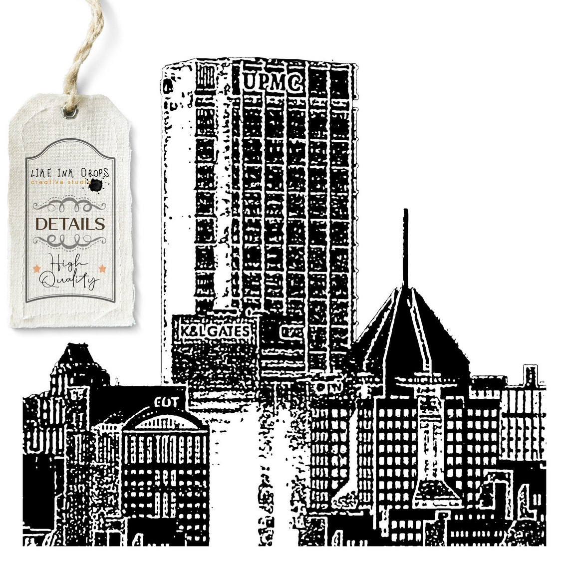 Pittsburgh wall art decor Monochrome Pennsylvania cityscape Etsy France